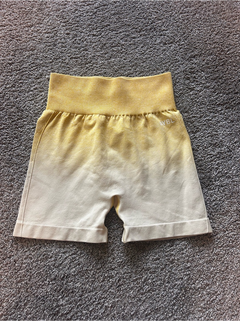 GREAT CONDITION AYBL Yellow to Cream Ombre Bike Shorts. XS